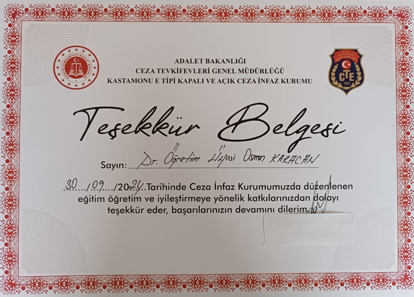 Fakültemiz Öğretim Üyesi Dr. Öğr. Üyesi Osman KARACAN, Değerler Eğitimi Projesi Kapsamında Eğitim Verdi